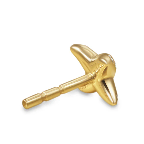Crossover X Stud Earrings in 18K Yellow Gold with Diamonds, 6mm - Image 4