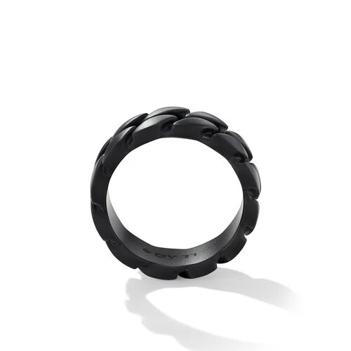 Curb Chain Band Ring in Black Titanium, 8mm - Image 2