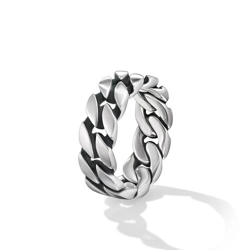 Curb Chain Band Ring in Sterling Silver, 8mm - Image 3