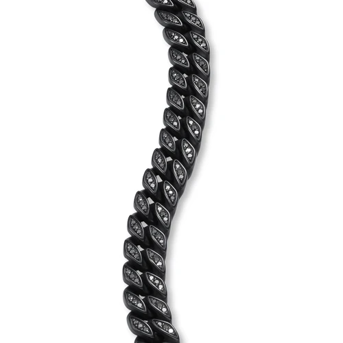 Curb Chain Bracelet in Black Titanium with Black Diamonds, 8mm - Image 4