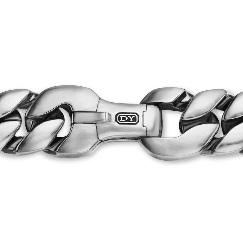 Curb Chain Bracelet in Sterling Silver, 11.5mm, Size Small - Image 3