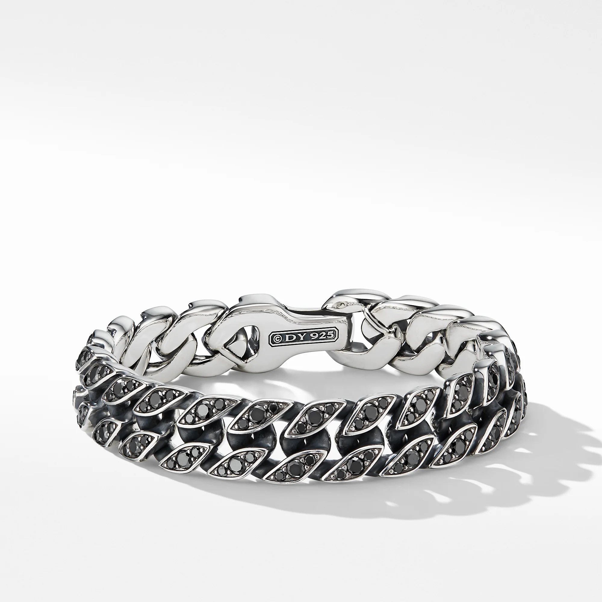 Curb Chain Bracelet with Black Diamonds, Size Medium