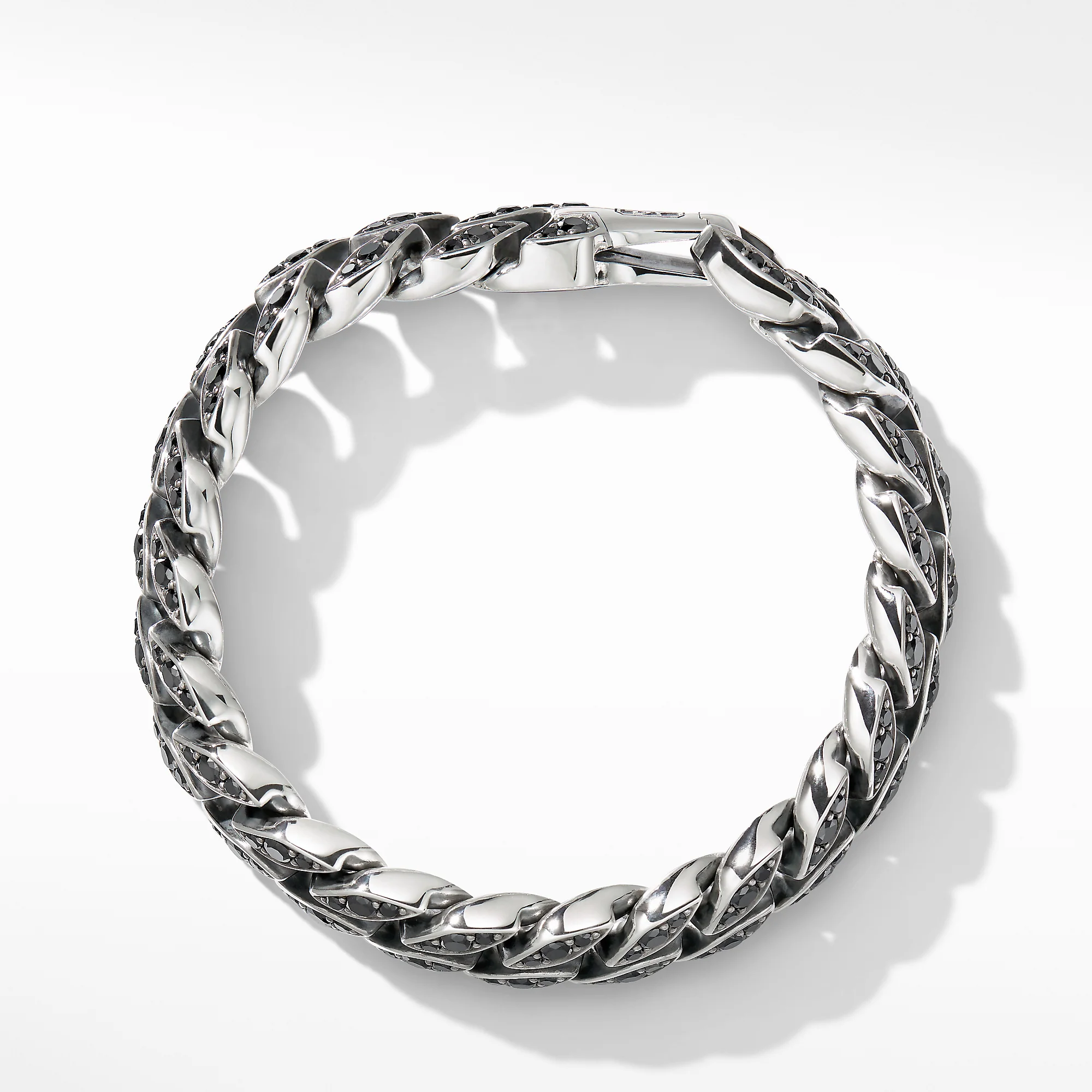 Curb Chain Bracelet with Black Diamonds, Size Medium - Image 2