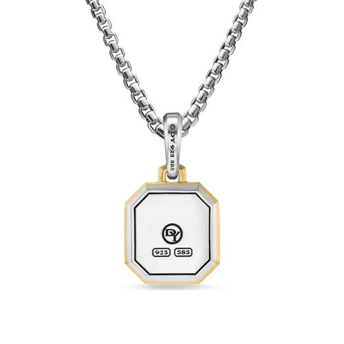D Initial Amulet in Sterling Silver with 14K Yellow Gold, 17mm - Image 3