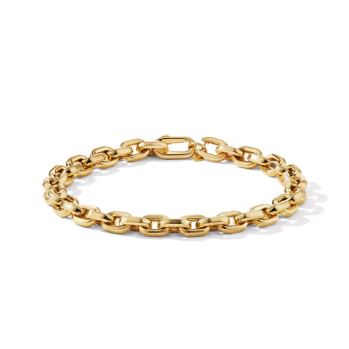 Deco Chain Link Bracelet in 18K Yellow Gold, Size Medium