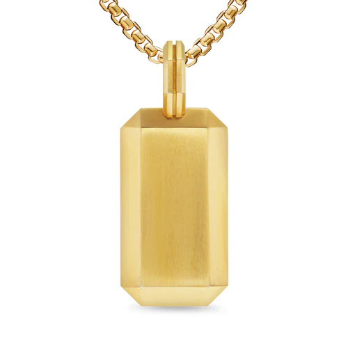 Deco Tag in 18K Yellow Gold with Diamonds, 27mm - Image 3