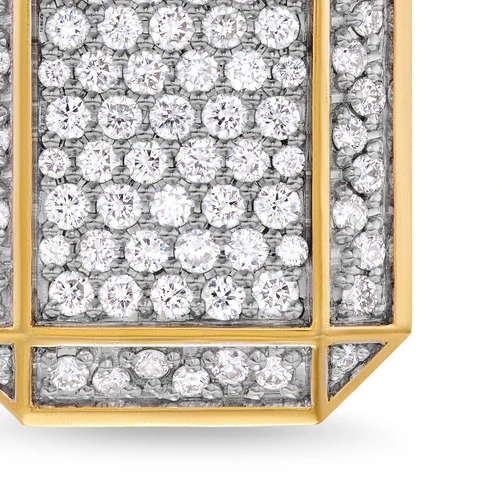 Deco Tag in 18K Yellow Gold with Diamonds, 27mm - Image 4