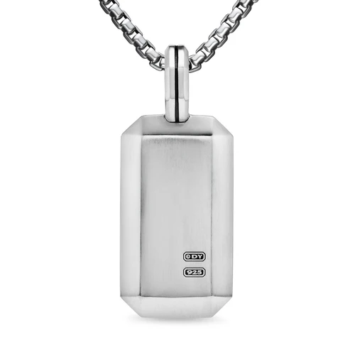 Deco Tag in Sterling Silver with Black Diamonds, 27mm - Image 3