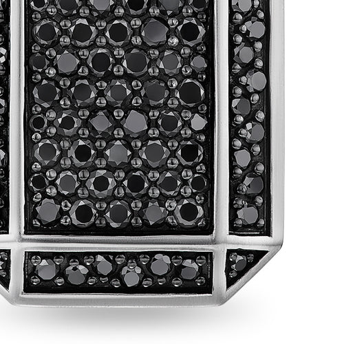 Deco Tag in Sterling Silver with Black Diamonds, 27mm - Image 4