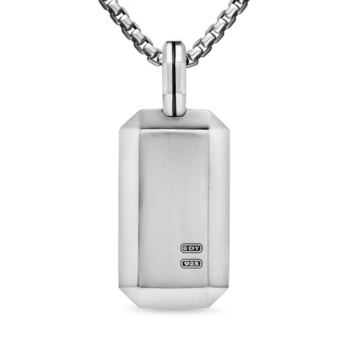 Deco Tag in Sterling Silver with Diamonds, 27mm - Image 3