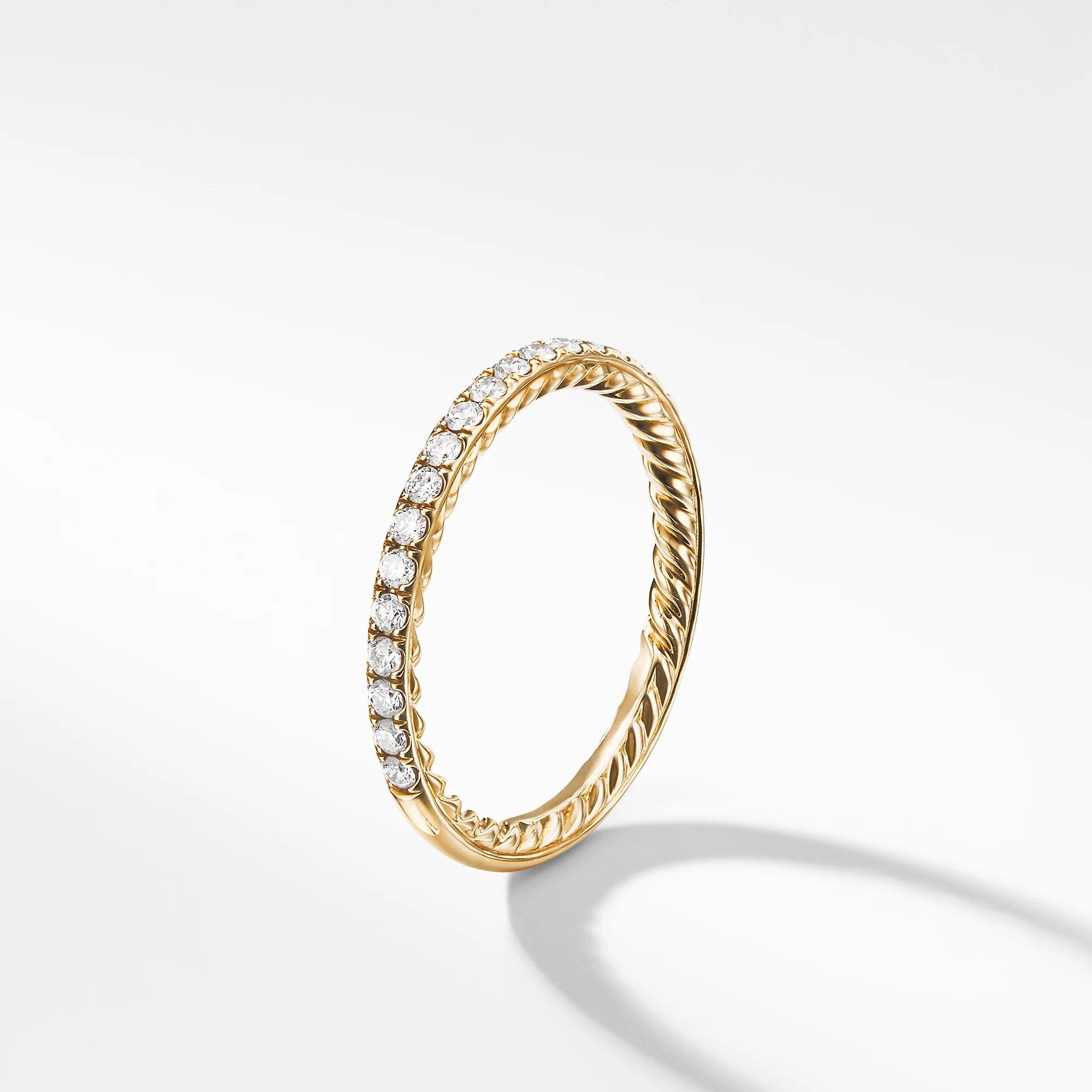 Diamond Pavé Halfway Eternity Wedding Band Ring in 18K Yellow Gold, Size 7 - Image 2