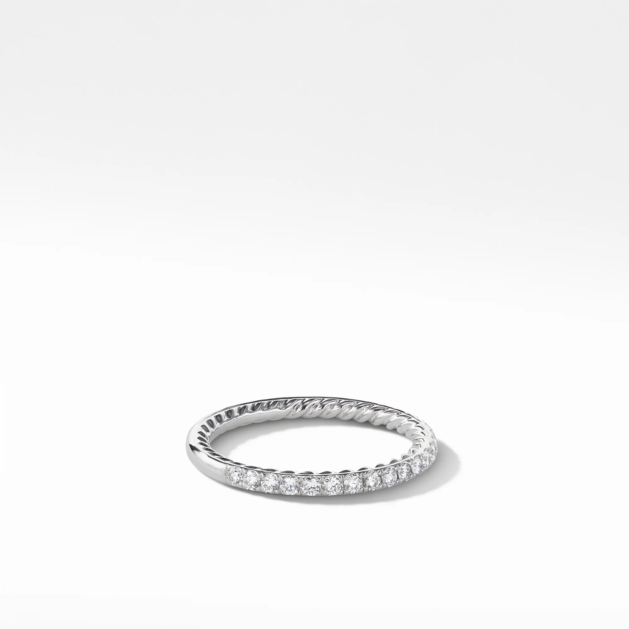 Diamond Pavé Halfway Eternity Wedding Band Ring in Platinum, Size 7