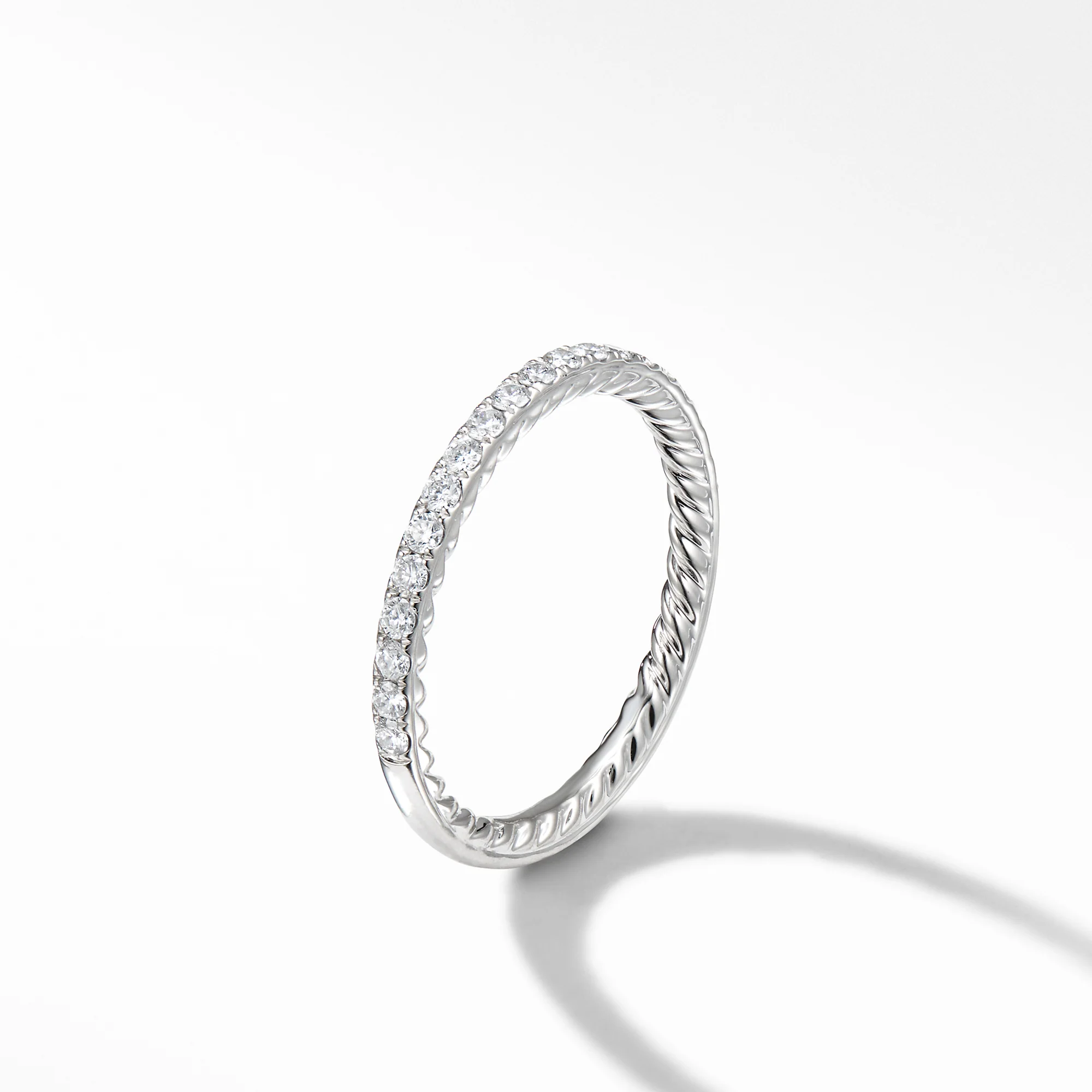 Diamond Pavé Halfway Eternity Wedding Band Ring in Platinum, Size 7 - Image 2
