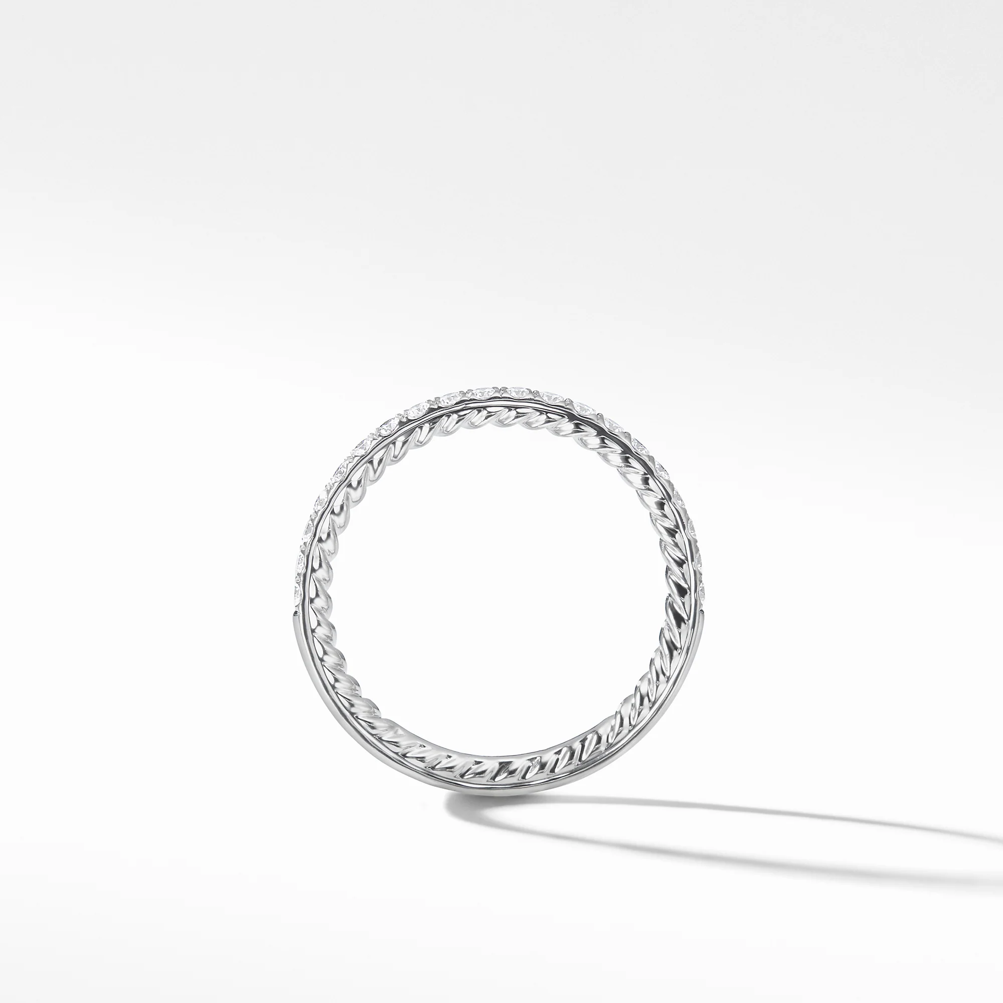 Diamond Pavé Halfway Eternity Wedding Band Ring in Platinum, Size 7 - Image 3