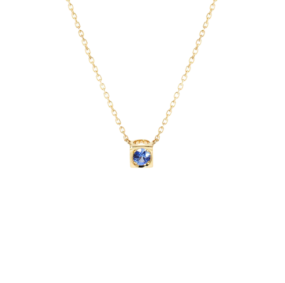 Dinh Van Le Cube Yellow Gold Blue Sapphire Necklace