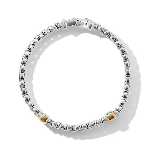 Double Box Chain Bracelet with 18K Yellow Gold, Size Medium - Image 2