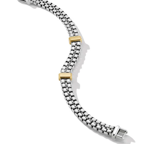 Double Box Chain Bracelet with 18K Yellow Gold, Size Medium - Image 3