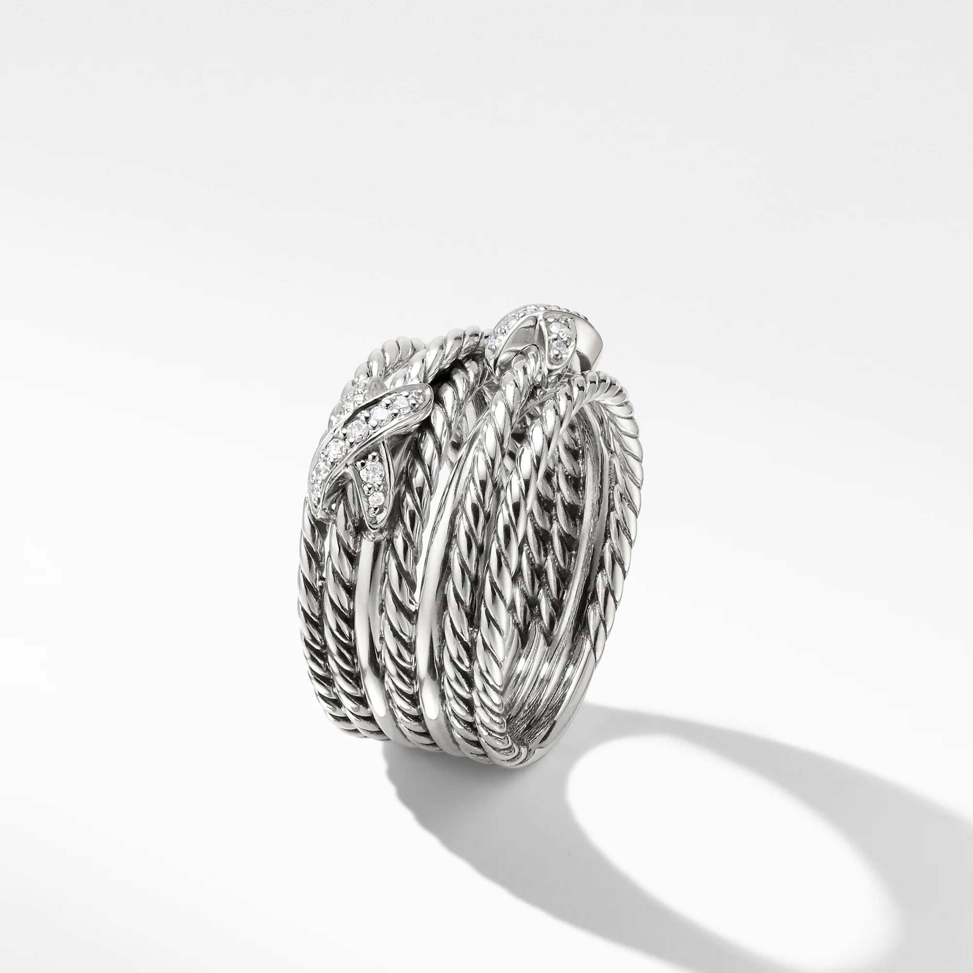Double X Crossover Ring with Diamonds, Size 7 - Image 3