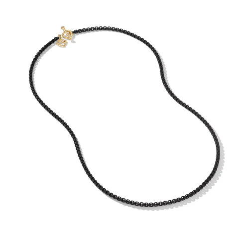 DY Bel Aire Box Chain Necklace in Black with 14K Yellow Gold Accent - Image 3