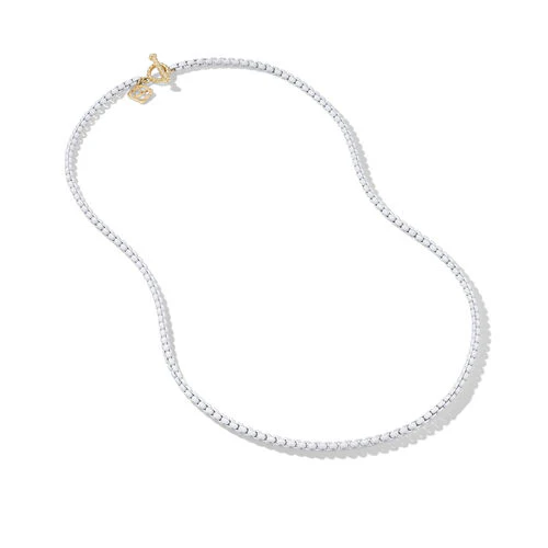 DY Bel Aire Box Chain Necklace in White with 14K Yellow Gold Accent - Image 3