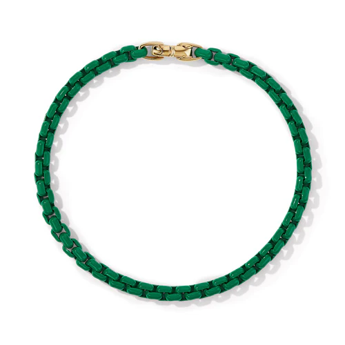 DY Bel Aire Chain Bracelet in Emerald Green with 14K Yellow Gold Accent, Size Medium - Image 2