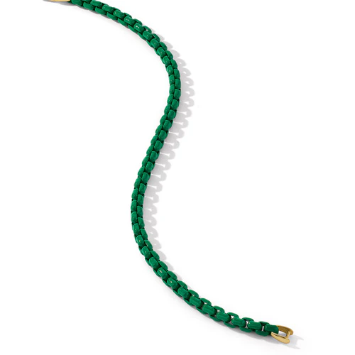 DY Bel Aire Chain Bracelet in Emerald Green with 14K Yellow Gold Accent, Size Medium - Image 3