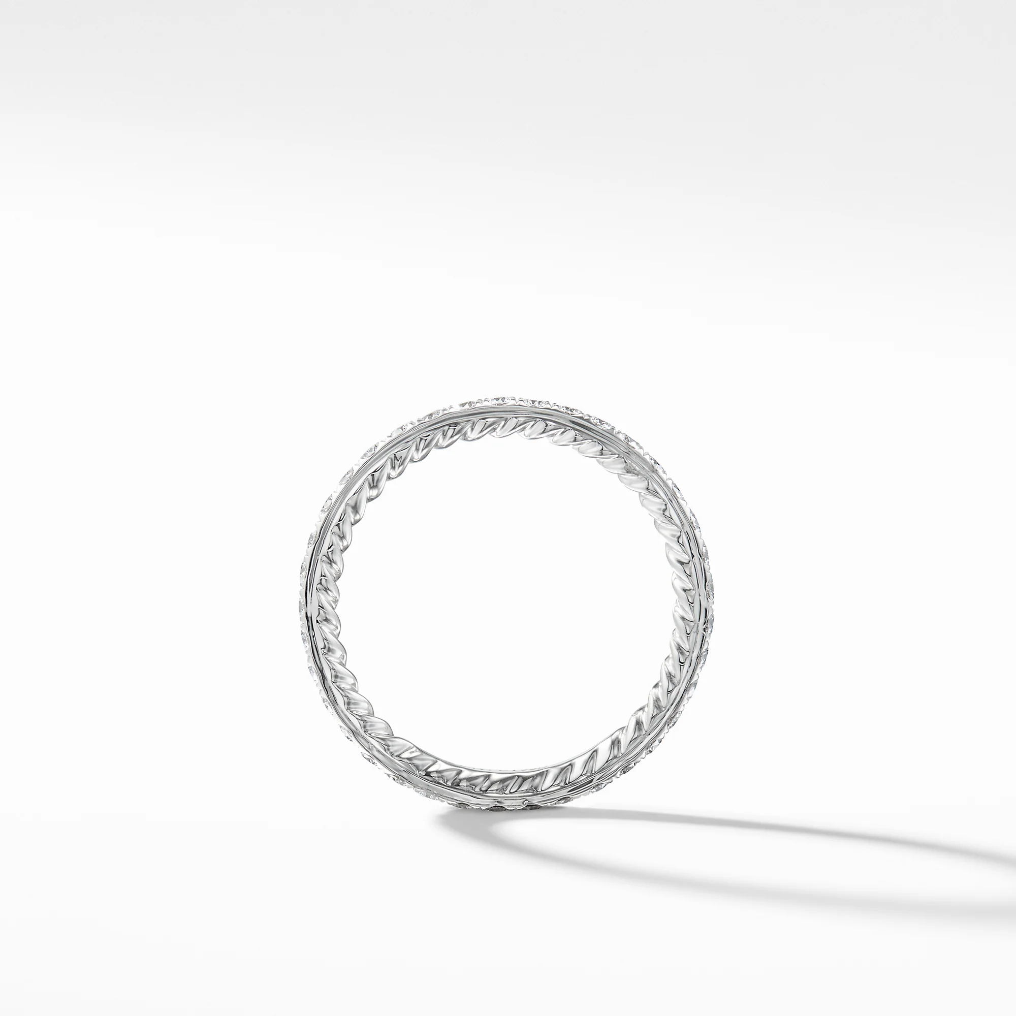 DY Eden Band Ring in Platinum with Blue Sapphires, Size 5 - Image 2