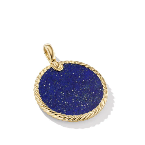 DY Elements Disc Pendant in 18K Yellow Gold with Lapis, 32mm - Image 2