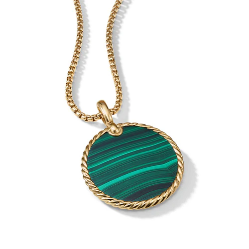 DY Elements Disc Pendant in 18K Yellow Gold with Malachite - Image 2