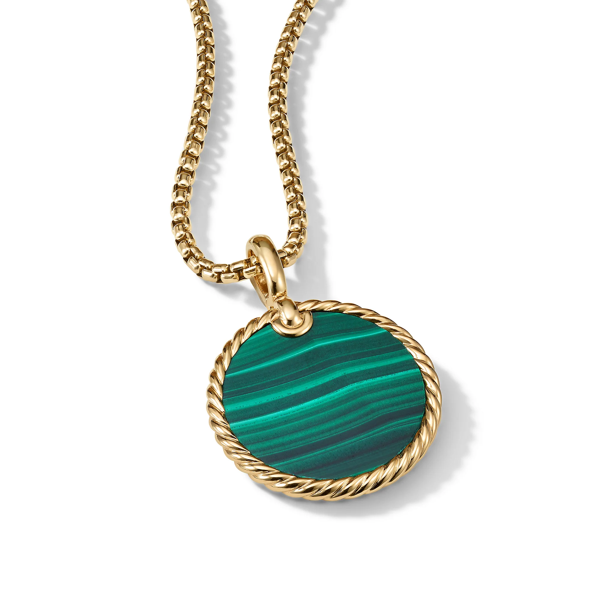 DY Elements® Disc Pendant in 18K Yellow Gold with Malachite - Image 2