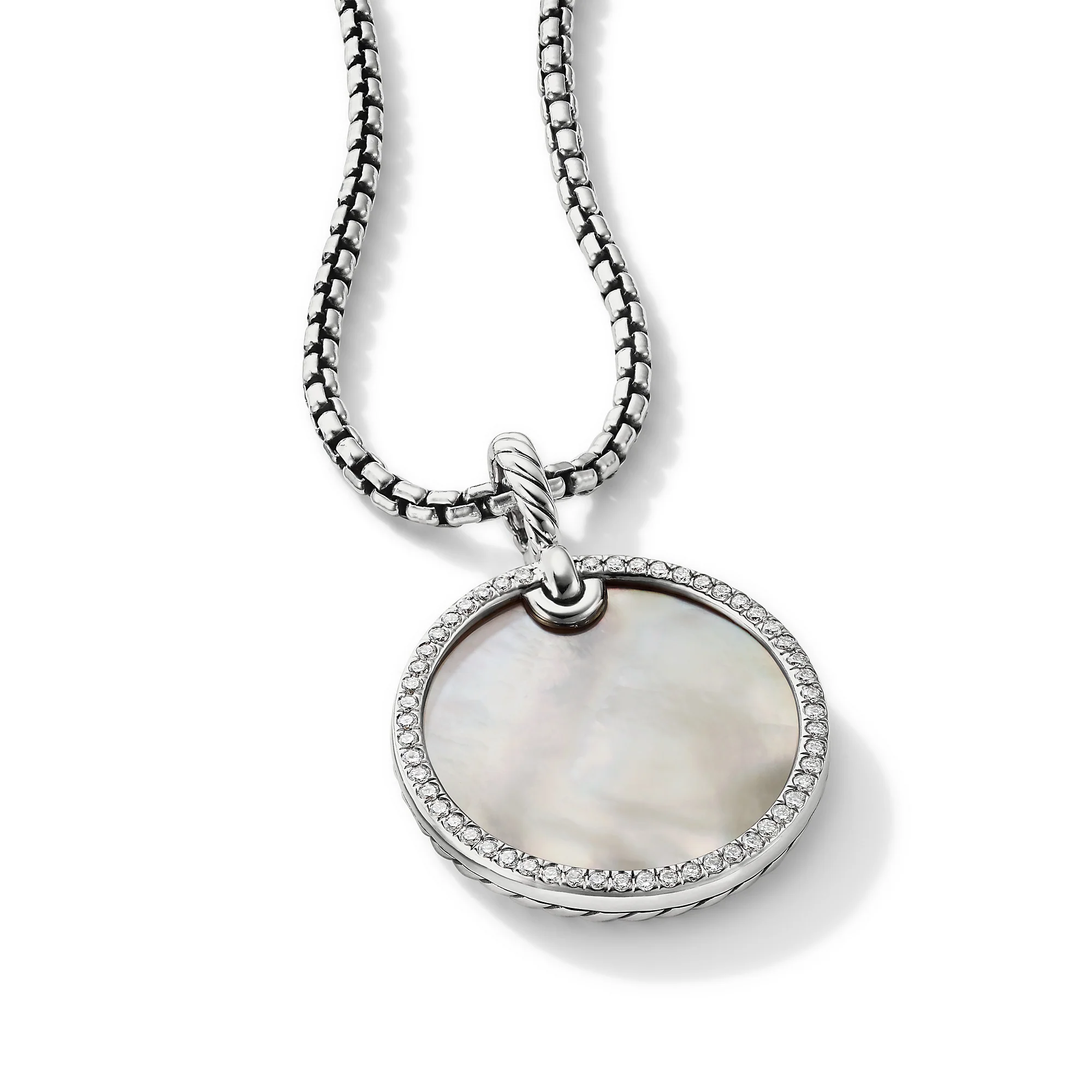 DY Elements® Disc Pendant with Mother of Pearl and Pavé Diamond Rim - Image 2