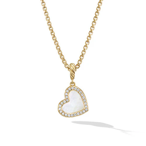 DY Elements Heart Pendant in 18K Yellow Gold with Mother of Pearl and Pavé Diamonds - Image 2