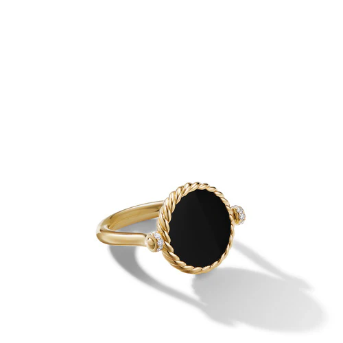 DY Elements Swivel Ring with Black Onyx, Mother-of-Pearl, and Diamonds in 18K Yellow Gold, Size 6