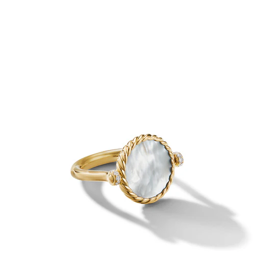 DY Elements Swivel Ring with Black Onyx, Mother-of-Pearl, and Pavé Diamonds in 18K Yellow Gold, Size 7 - Image 2