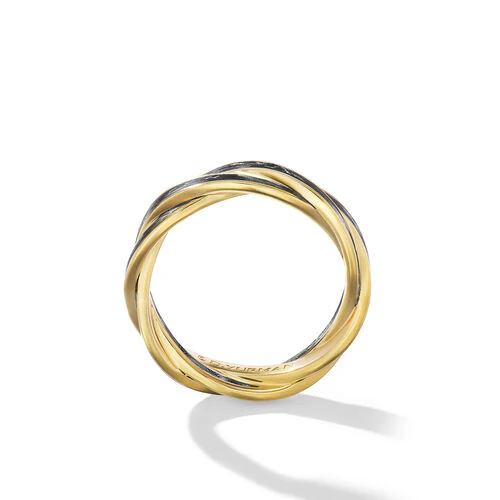 DY Helios Band Ring in 18K Yellow Gold with Forged Carbon, 6mm - Image 2