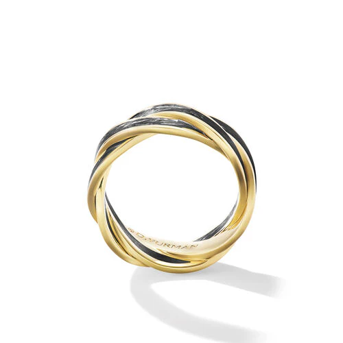 DY Helios Band Ring in 18K Yellow Gold with Forged Carbon, 9mm - Image 2