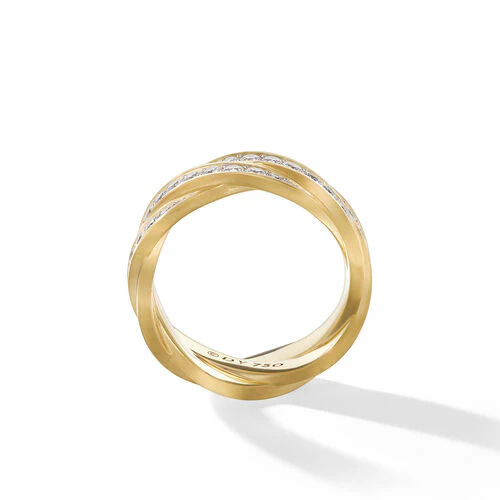 DY Helios Band Ring in 18K Yellow Gold with Pavé Diamonds, Size 9 - Image 2