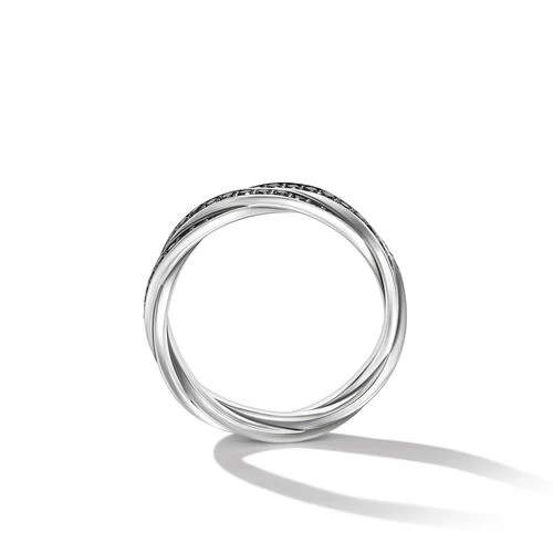 DY Helios Band Ring in Sterling Silver with Pavé Black Diamonds, Size 9 - Image 2