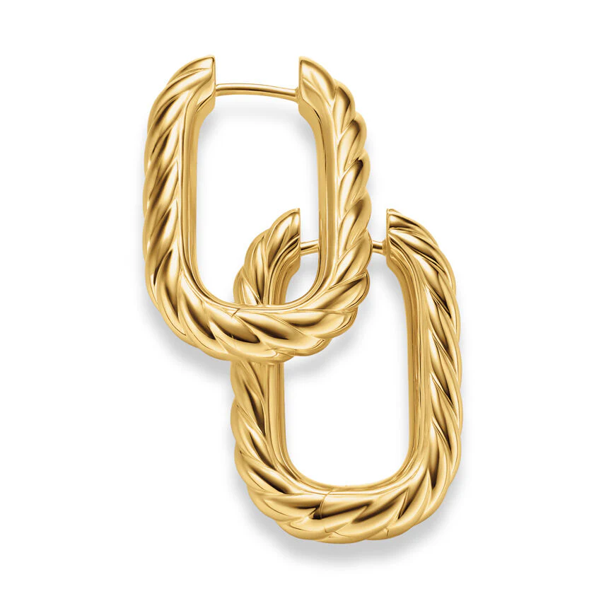 DY Madison Cable Hoop Earrings in 18K Yellow Gold, 24.3mm - Image 2