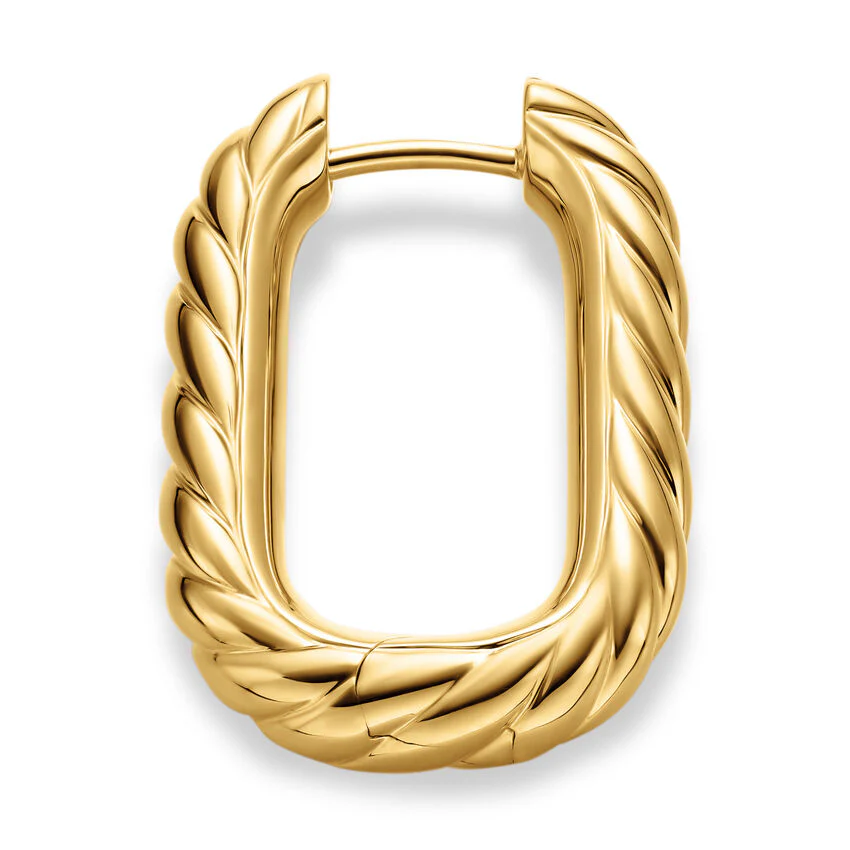 DY Madison Cable Hoop Earrings in 18K Yellow Gold, 24.3mm - Image 3