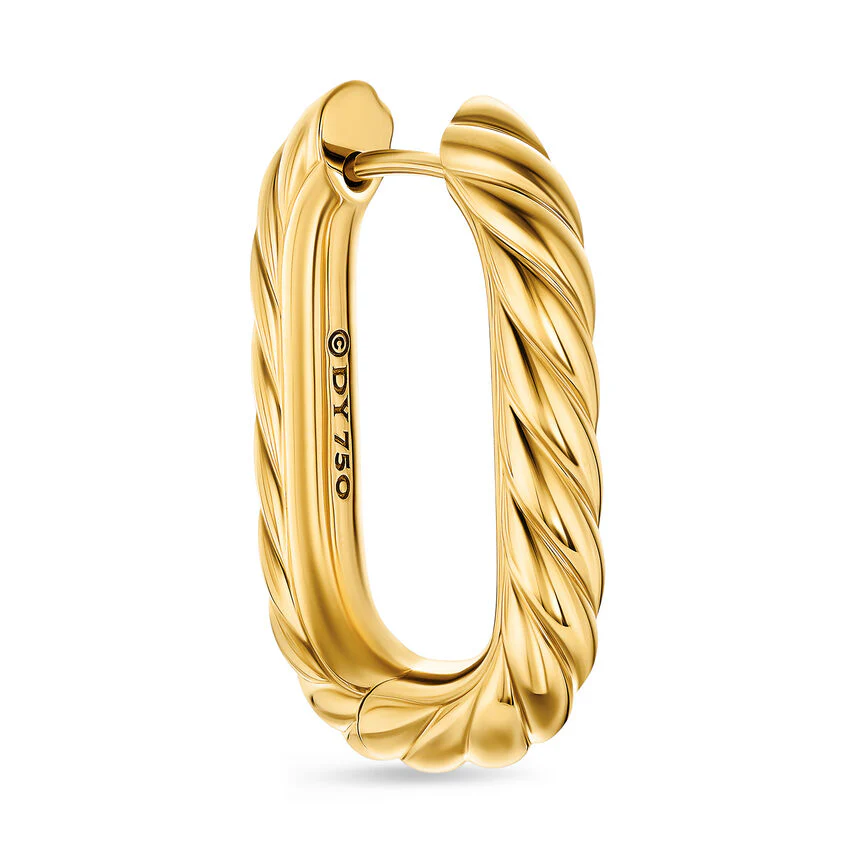 DY Madison Cable Hoop Earrings in 18K Yellow Gold, 24.3mm - Image 4
