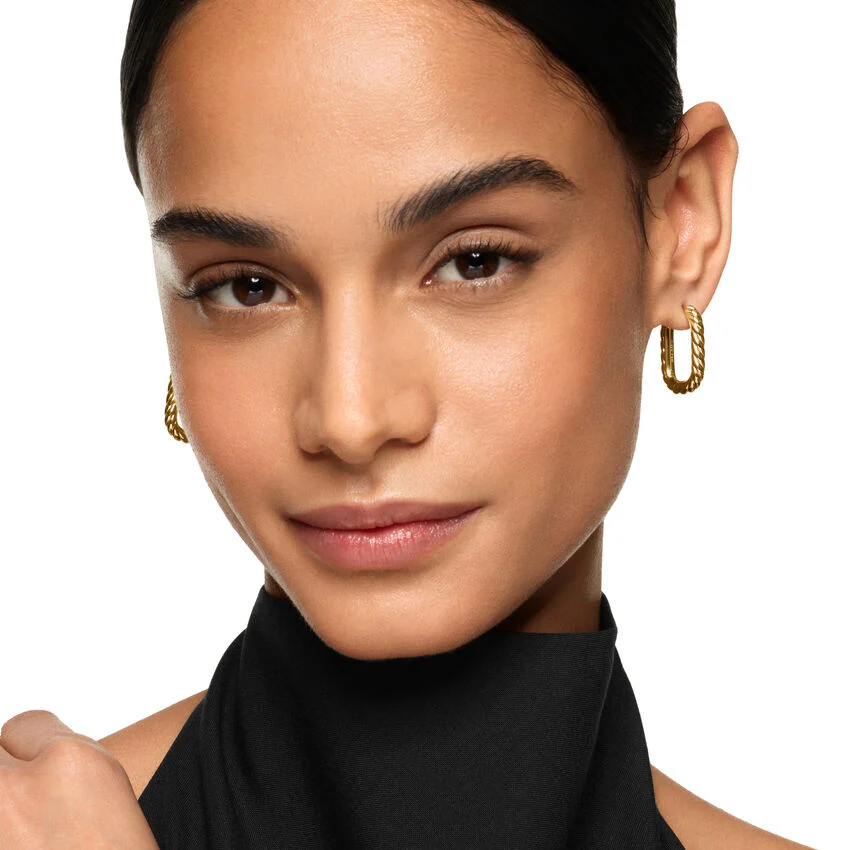 DY Madison Cable Hoop Earrings in 18K Yellow Gold, 24.3mm - Image 5