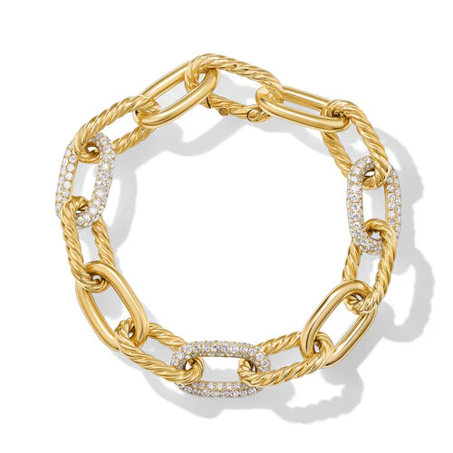 DY Madison Chain Bracelet in 18K Yellow Gold with Diamonds, Size Large - Image 2