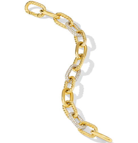 DY Madison Chain Bracelet in 18K Yellow Gold with Diamonds, Size Large - Image 3