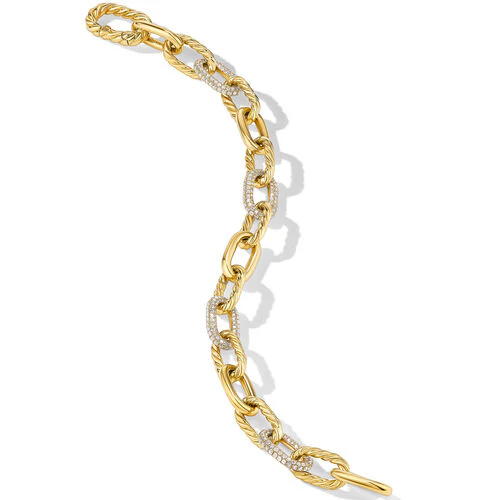DY Madison Chain Bracelet in 18K Yellow Gold with Diamonds, Size Large - Image 3