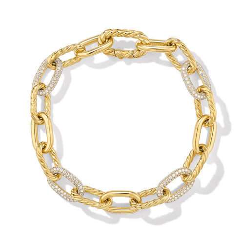 DY Madison Chain Bracelet in 18K Yellow Gold with Diamonds, Size Small - Image 2