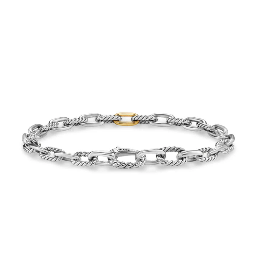 DY Madison Chain Bracelet in Sterling Silver with 18K Yellow Gold, 6mm, Size Medium - Image 2