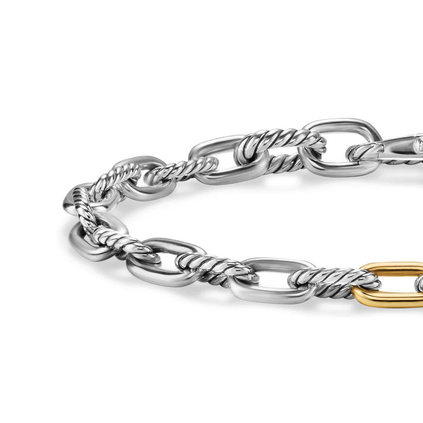 DY Madison Chain Bracelet in Sterling Silver with 18K Yellow Gold, 6mm, Size Medium - Image 6