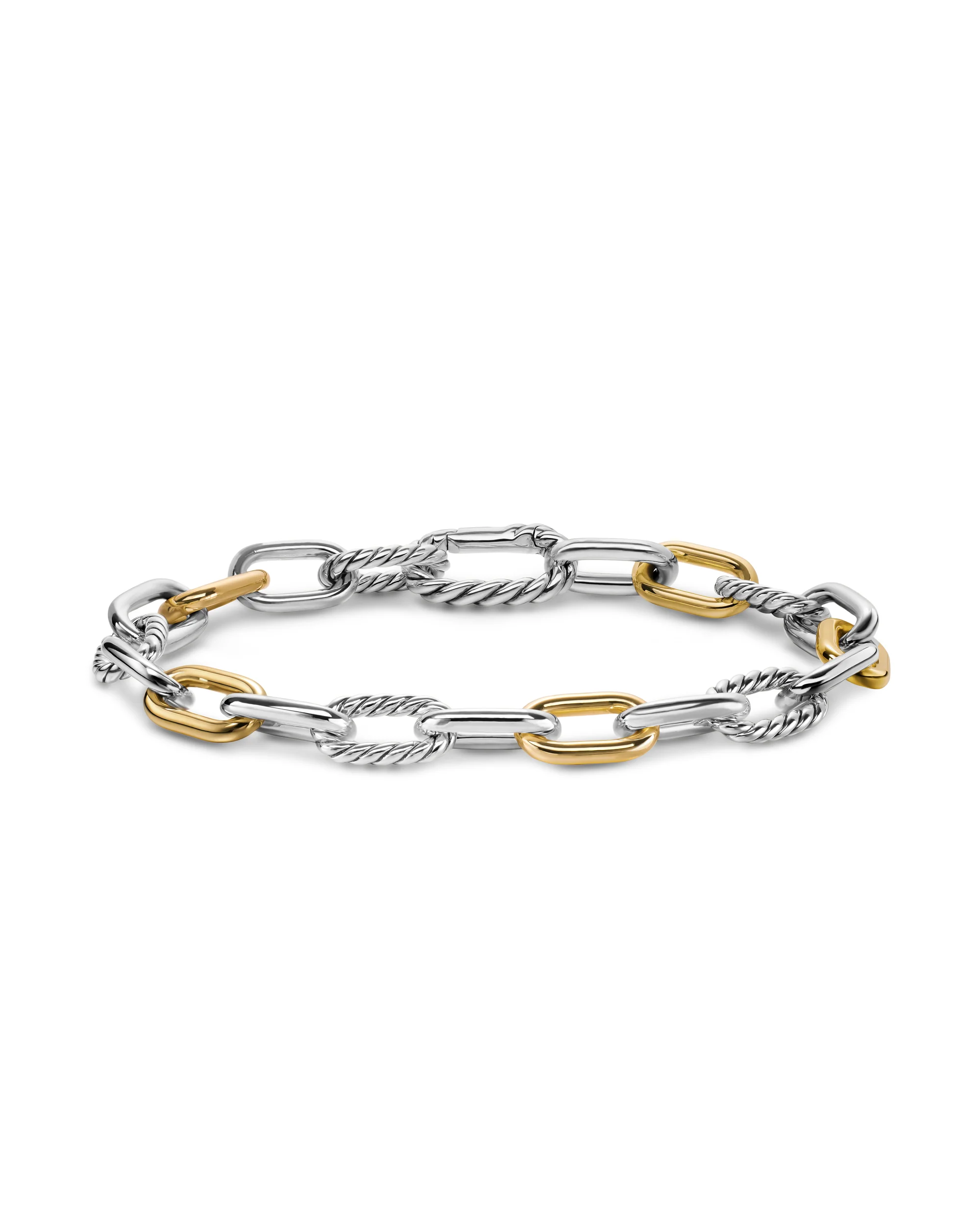 DY Madison Chain Bracelet in Sterling Silver with 18K Yellow Gold, 8.5mm, Size Large