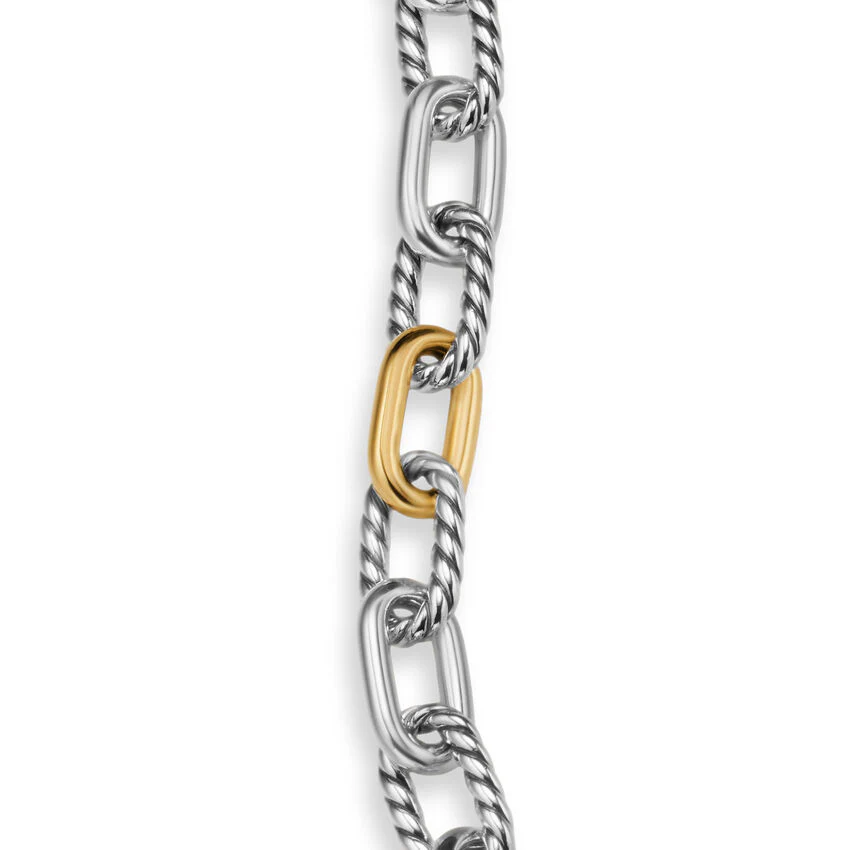 DY Madison Chain Bracelet in Sterling Silver with 18K Yellow Gold, 8.5mm, Size Medium - Image 5